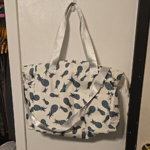 White and Blue Pineapple Tote Bag
